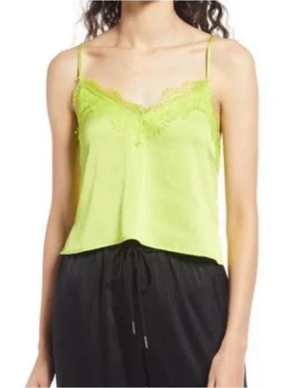 Nordstrom Neon Lime Lace-Trim Camisole